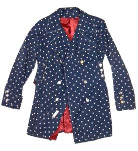 60s MOD Navy & White Polka Dot Raincoat | Fits XXS to S - Fashionconstellate.com