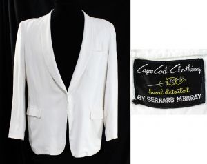 1960s Men's Dinner Jacket Size Medium Mens Rat Pack Jacket with 1940s Look 50s 60s White Mid Century
