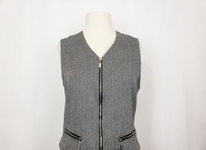 90s Vest Black White Herringbone Pattern Zip Front by Lizsport| Vintage 6P 6 Petite - Fashionconstellate.com