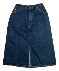 70s 80s Lee Denim A-Line Skirt with Front Slit | High Waist Jean Skirt by LEE | 25 - 26'' W x L 27''