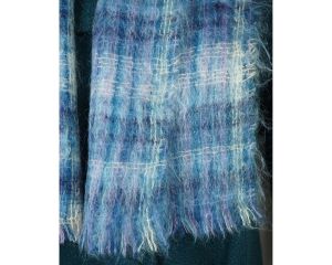 Vintage 60s Wool and Mohair Scarf Blue & Violet Heather Tones - Fashionconstellate.com
