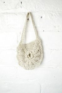 Antique white crochet small bag . 1910s small coin purse . little girl's bag