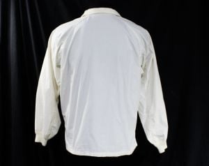 Men's Large 1950s Shirt - Nautical Beach Style White Cotton Mens 50s Casual Summer Long Sleeved Top - Fashionconstellate.com