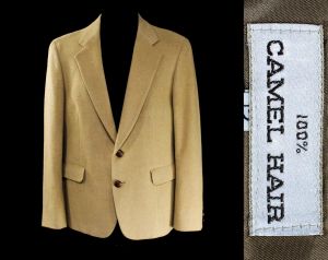 Camel Hair Suit Jacket - Haute Luxury Fabric - Mens Small Ladies 10 Unisex Sport Coat Cashmere Soft