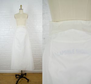 White nylon petticoat crinoline for wedding gown . long wedding slip . vintage shapewear . small