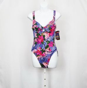 90s New Deadstock Swimsuit Jantzen Floral Print One Piece Bathing Suit High Cut | Vintage Misses 10