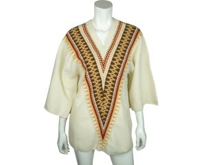 Vintage 70s Sweater Geometric Cuddle Knit Wintuk NWT Ladies L