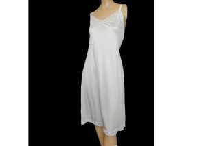 Vintage 1970s Slip Sears Anti Cling Nylon Bridal White Lacy Bombshell Full Slip 38'' Bust