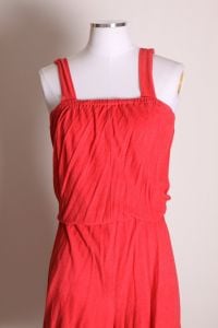 1970s Pink Terry Cloth Sleeveless Wide Strap One Piece Jumpsuit Romper - S/M/L - Fashionconstellate.com