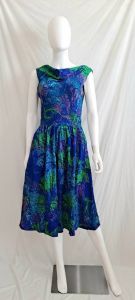 Sun Fashions Hawaii Hawaiian Print Culotte Jumper Romper Blue Purple Floral Jumpsuit