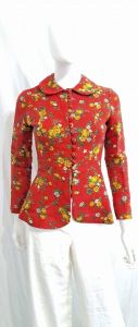 1970s Gay Gibson Floral Print Peplum Waist Suit Jacket Blazer Cottagecore 70s Does 40s