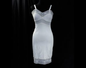 1960s White Full Slip - Size 4 60s Pin Up Style Lingerie - Classic Dress Slip Superfit - Thin Silky 