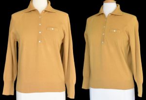 50s Garland Dream Spun Sweater, Collared Pullover Sweater Dijon Mustard Yellow Sweater Vintage 1950s