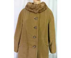 Vintage 60s Mink Collar Camel Color Full Length Coat by Betty Rose| L - Fashionconstellate.com