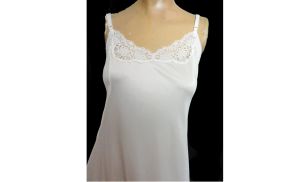 Vintage 1970s Slip Sears Anti Cling Nylon Bridal White Lacy Bombshell Full Slip 38'' Bust - Fashionconstellate.com