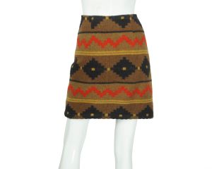 Vintage Southwestern Blanket Mini Skirt Country Wraparound 31” W - Fashionconstellate.com