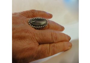 Vintage Ring Oval Abalone Shell Sterling Silver Native American Southwestern Cowgirl Ring Size 8 - Fashionconstellate.com
