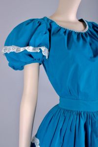 Vintage 1950s Blue Prairie Full Swing Dance Patio Dress Skirt & Top Set | S/M - Fashionconstellate.com