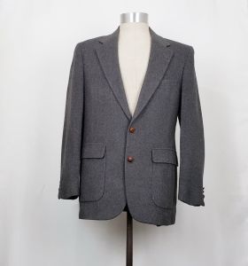 80s Suit Jacket Gray Camel Hair by Stuart Hughes| Vintage Men's 40R