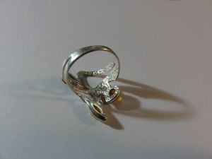 Vintage Avant Garde Amber Statement Ring Multi Color Three Stone Silver Ring - Fashionconstellate.com