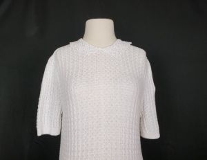 80s Sweater White Cotton Short Sleeve Sweater Lace Collar by Overture| Vintage Misses L - Fashionconstellate.com