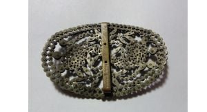 Antique Cut Steel Buckle Made in France Oval Metal Belt/Shoe Buckle - Fashionconstellate.com