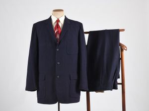 1950s Palm Beach Navy 3 Button Single Breasted Suit - 42L - True Vintage - Patch Pockets - 34” waist