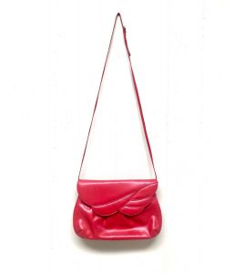 Vintage 1980s Red Leather Convertible Purse, 80s Crimson Clutch to Shoulder Bag, Crossbody Bag 