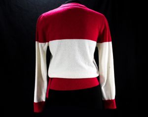 Size 8 Sonia Rykiel Sweater - Fuschia Pink & Ivory Angora Knit Top - 80s 90s Long Sleeved Wrap Style - Fashionconstellate.com