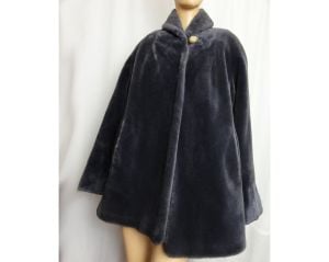 Vintage 1960s Coat Short Fake Fur Gray Faux Fur Winter Teddy Bear Coat by Cloud No. 9 | XL