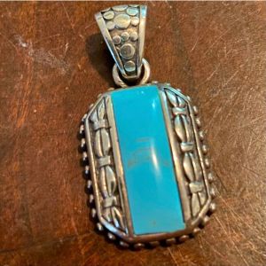 Vintage FAS Sterling Silver and Turquoise Pendant - Fashionconstellate.com