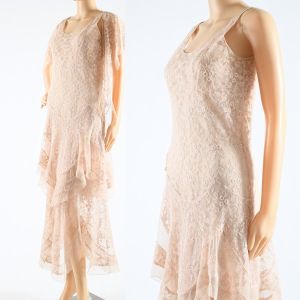 Late 1920s/Early 1930s Netted Garden Party Dress & Shawl - XXS - True Vintage
