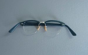 1950s NOS Blue Grey Browline Eyeglass Frames, New Old Stock, Eyewear, Eyeglasses
