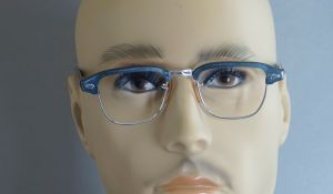 1950s NOS Blue Grey Browline Eyeglass Frames, New Old Stock, Eyewear, Eyeglasses - Fashionconstellate.com