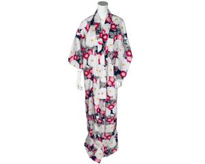 Vintage Cotton Kimono Yukata Robe Floral Print Size M - Fashionconstellate.com