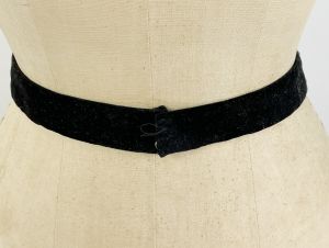 Vintage Zardozi embroidered belt black velvet silver bullion metallic Size 29 inch - Fashionconstellate.com