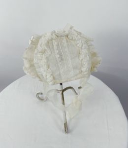 1950s baptism bonnet organza and lace white baby christening hat - Fashionconstellate.com