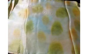 Vintage Mod 1960s Fringed Silk Scarf Lime Green Gold Yellow Tie Dye - Fashionconstellate.com