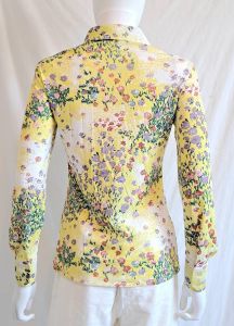 1970s Loubella Extendables Floral Polyester Blouse Large Collar Long Sleeves Button Front - Fashionconstellate.com