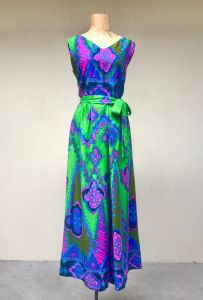 Vintage 1960s Palazzo Pant Jumpsuit, Alice Polynesian Fashions Wide Leg Playsuit, Psychedelic Tribal - Fashionconstellate.com
