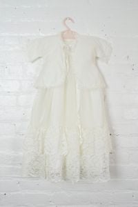 Vintage 1960s baby girl christening dress set . 60s white baby baptism gown set - Fashionconstellate.com