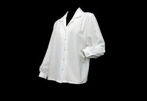 Vintage 1970s Blouse White Lacy Secretary Shirt Victorian Revival by BonWorth | M/L - Fashionconstellate.com