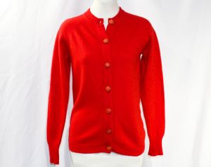 Red Cashmere Cardigan - 1960s Small Preppy Button Front Sweater - Beautiful Luxury Knit by Dalton