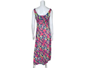Vintage 1970s Mod Floral Print Nightie Bright Colour Nightgown Size Medium - Fashionconstellate.com