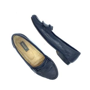 Vintage 1980s Black Bally ''Margy'' Loafers, Traditional Fringed Leather Slip-On Flats, Size 6 C