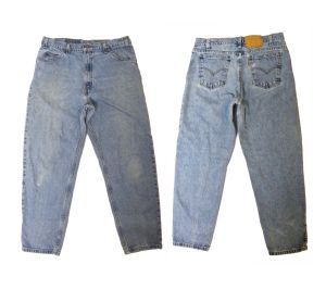 80s Levi's 550 Orange Tab High Waisted TAPERED Jeans | Vintage Denim | W 34 - 35'' x L 29.5''