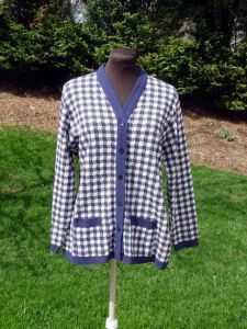 Vintage cardigan sweater, checked sweater, Haymaker sweater, 1960s  knit jacket, preppy sweater