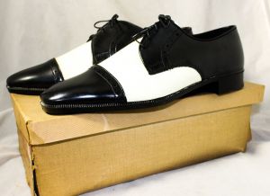 Size 9 Men's Oxford Shoes - Black & White 1960s Mens Dress Spectators - 60s Modern Dandy - Two Tone