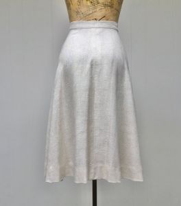 1970s Ivory Semi-Wrap Skirt, 70s Natural Rayon-Flax A-Line Skirt, 28 Inch Waist - Fashionconstellate.com
