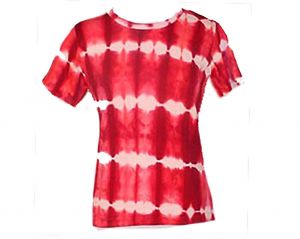 Girls Red Tie Dye T-Shirt - Childs Size 8 Cool Tie-Dye Print 1970s Tee - Scarlet Red & White Novelty